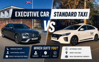 Comparison graphic weighing an executive car against a standard taxi