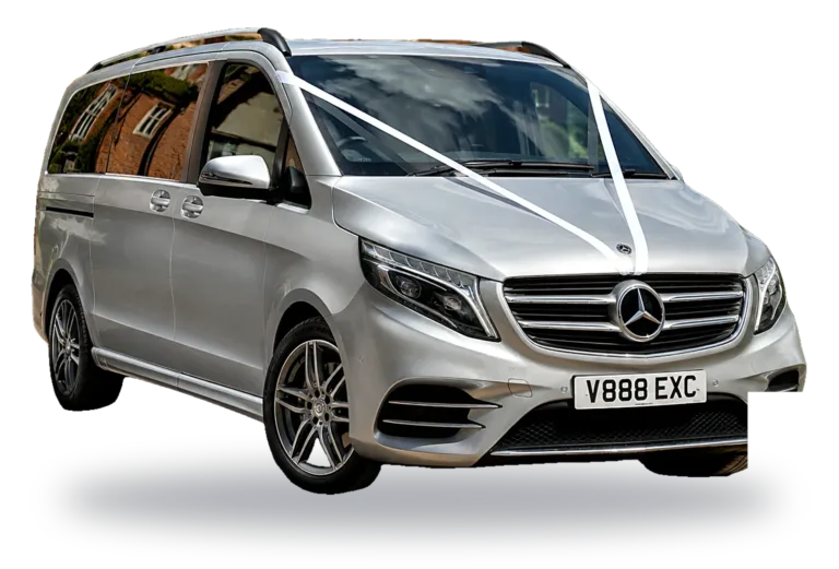 Mercedes V-Class 7 seater executive vehicle from Tunbridge Wells 888 Taxis dressed for a wedding